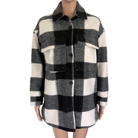 Abercrombie & Fitch Plaid Shacket Jacket XXS Barn Checkered Oversized Cozy - Picture 1 of 8